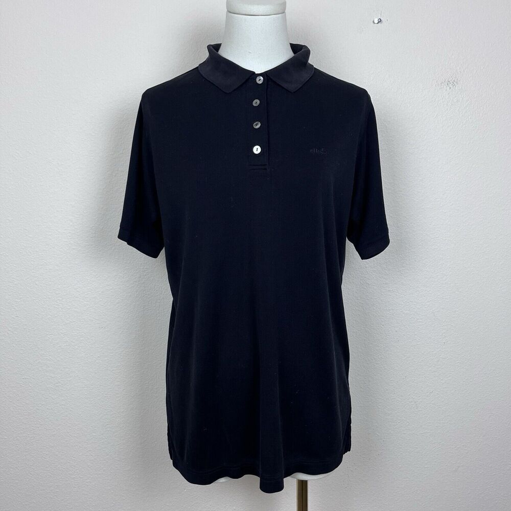 Ellesse Shirt Womens Ten Polo Silk Classic Capsule Preppy Everyday Black